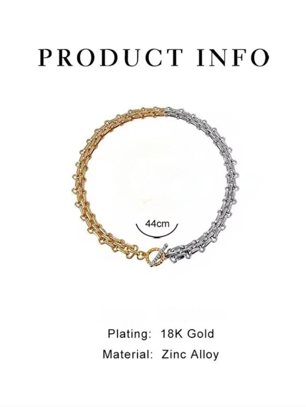 Two-Tone Gold and Silver Link Necklace - Picture 4 of 4